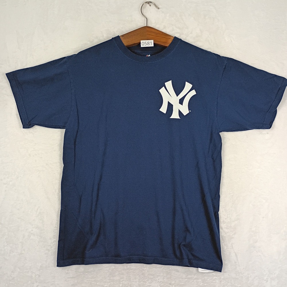 Majestic T-Shirt Mens Large Navy Blue Rivera 42 Yankees Baseball MLB Streetwear